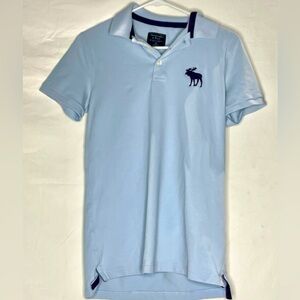 Men’s Abercrombie & Fitch Polo Shirt -  Pale Blue with Navy Logo